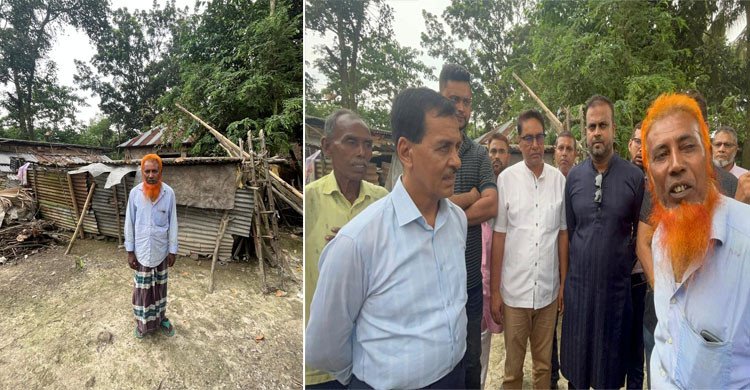 নওগাঁয় অসহায় ভ্যানচালককে ঘর ও টয়লেট নির্মাণ করে দিচ্ছেন এমপি ধলু